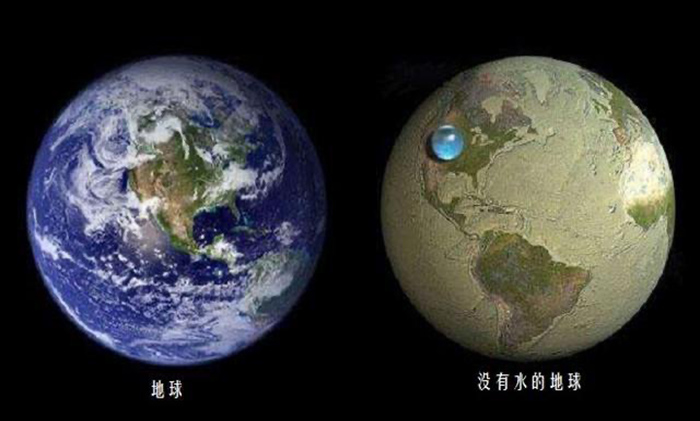 对比没有水的地球